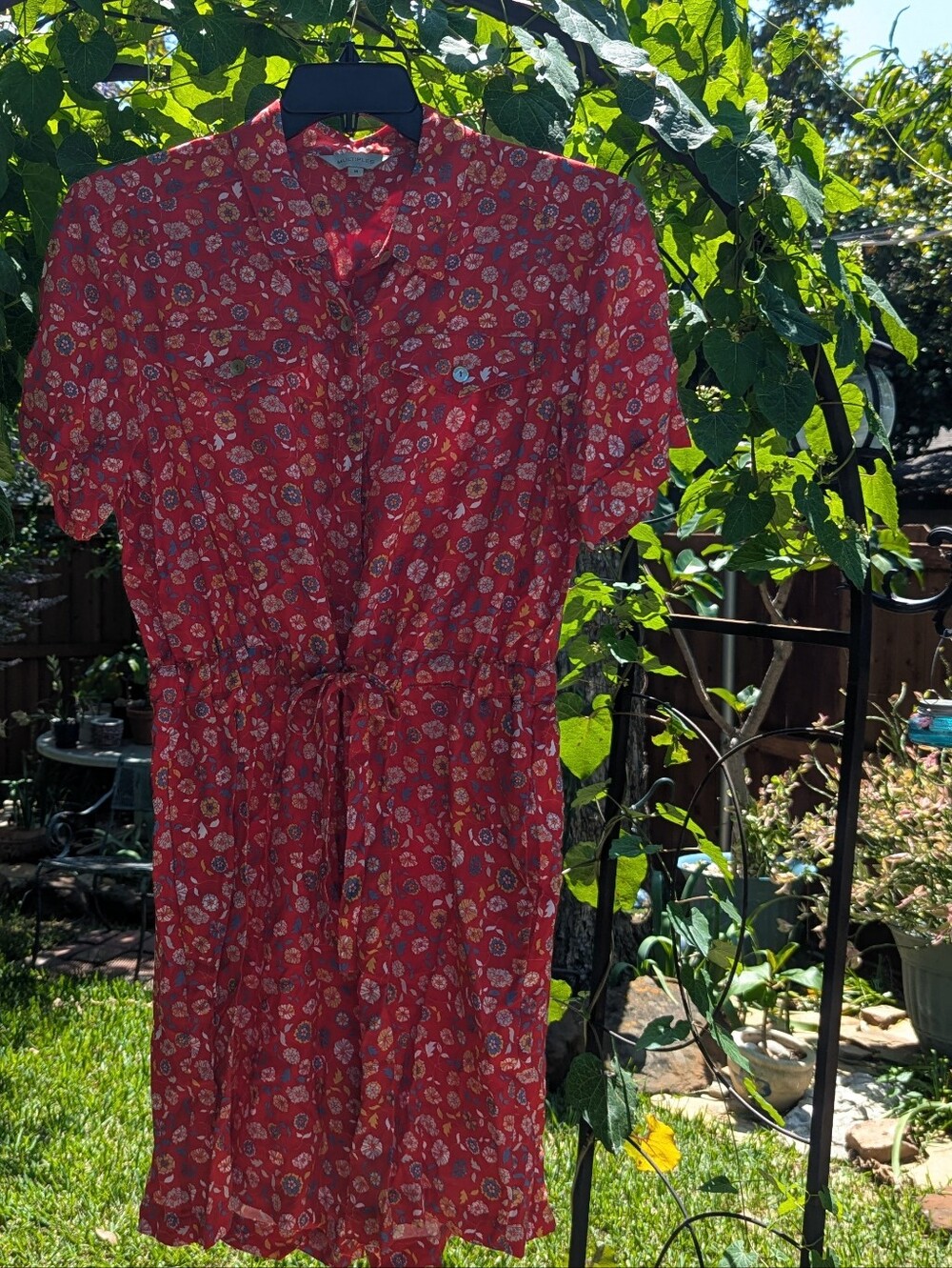 Red Floral Tie-Waist Romper